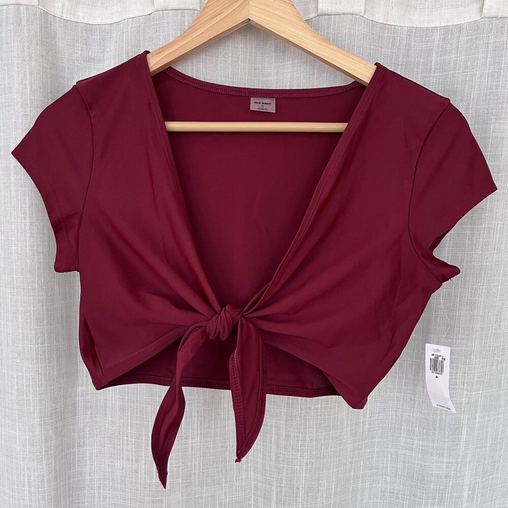 NWT Old Navy Cap Sleeve Tie-Front Swimsuit Top